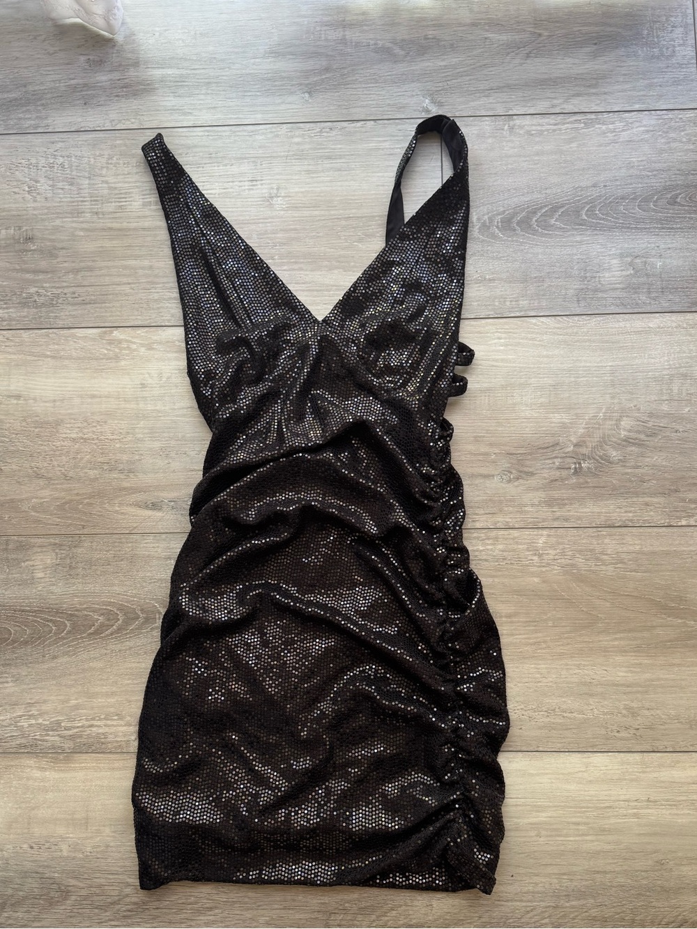 Urban Outfitters Black Sequined V-Neck Mini Dress